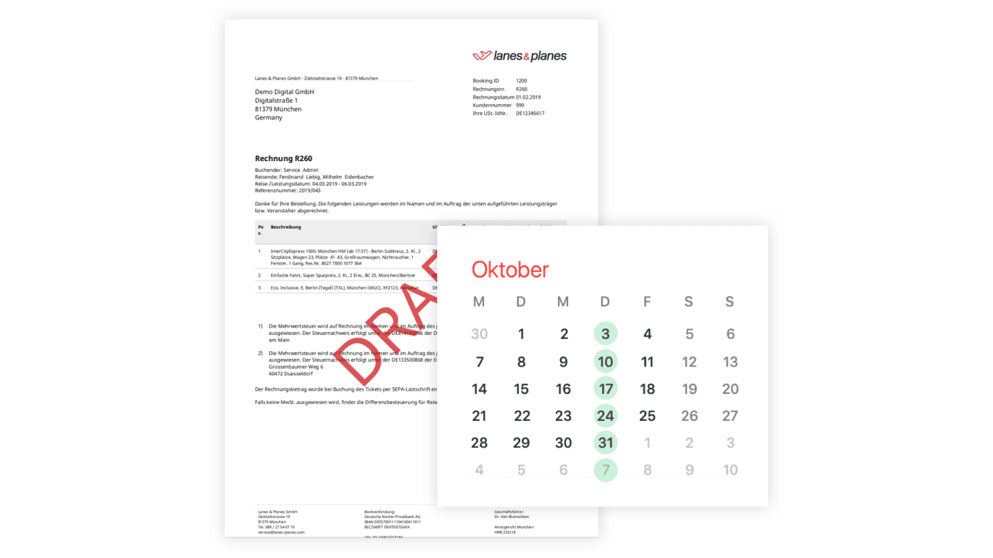 Lanes & Planes: Automatisierte Rechnungserstellung & Reisekalender-Integration